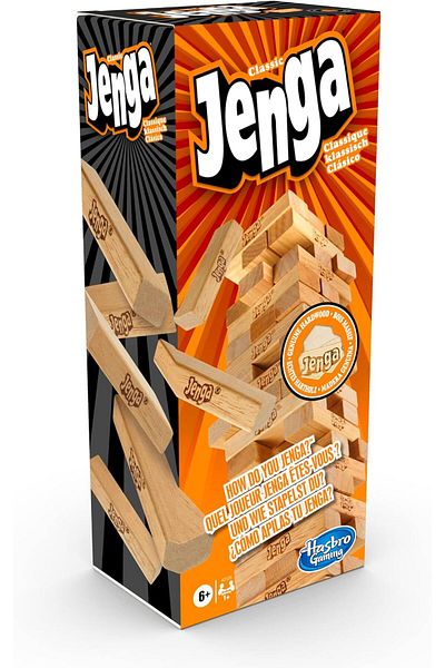 Hasbro Gaming - Classic Jenga Game, Genuine Hardwood Blocks, Jenga Stacking Tower Party Game For Fam