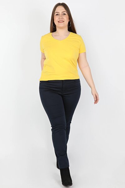 BALİNS Kadın Büyük Beden Gabardin Pantolon Lacivert