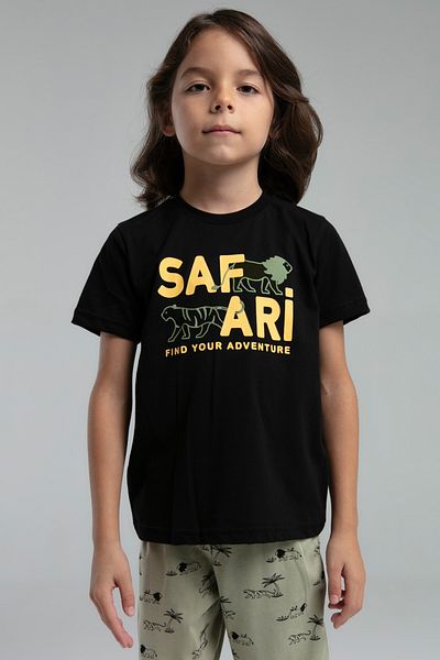 Rolypoly Boy's Safari Printed Short Sleeve Capri Pajama Set
