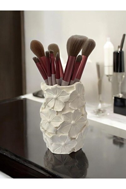 gözde hobi Gözdehobi Çiçek Desenli Çok Amaçlı Vazo | Organizer | Kalemlik - D...