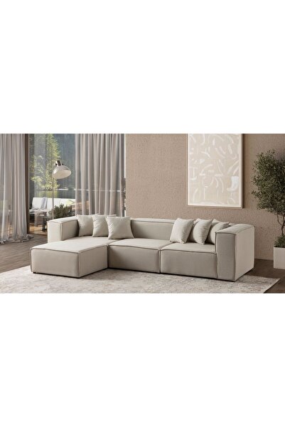 EDSY HOME Mira Relax 4 Modül Köşe Koltuk Krem