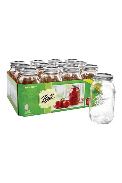 Ball 12-Piece BPA-Free Glass Mason Jar with Airtight Lid 900ml