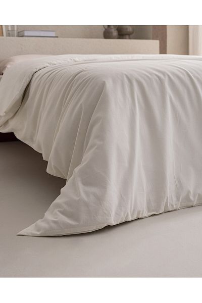 Madame Coco Manon Double 100 % Baumwolle Ranforce Plain Bettbezug – Ecru