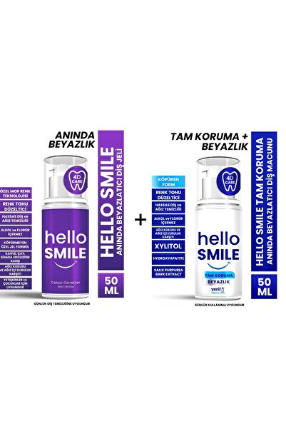 Hello Smile Anında Beyazlatıcı Diş Jeli + Tam Koruma Anında Beyazlatıcı Diş M...