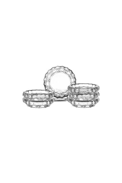 Dania Clear glass plate set for nuts, sweets and all kinds of presentations, consisting of 6 plates, size 6.5 cm