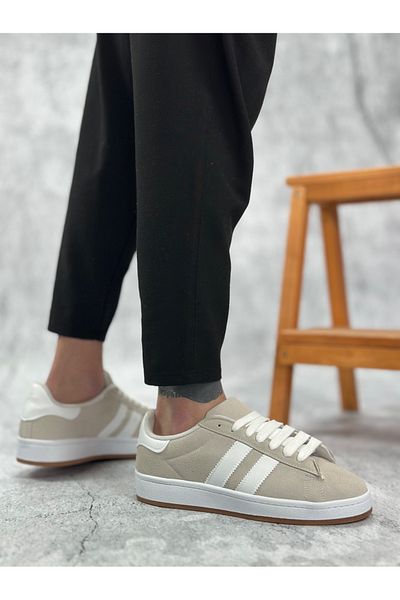 BOA BA0235 BOA Ανδρικά παπούτσια casual με δύο ρίγες πέτρα γκρι