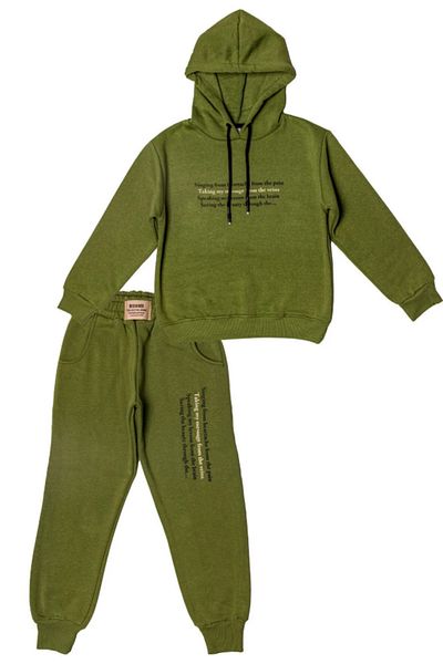 Cansın Mini Girl's Colorful Text Printed Hooded Tracksuit Set 14121