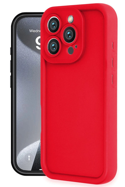 NewFace جراب آيفون 16 برو سيليكون فييرا - أحمر ZNGZR