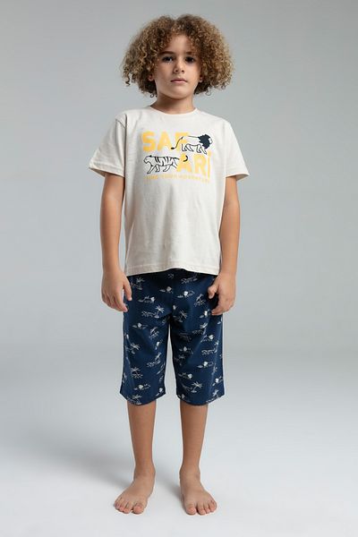 Rolypoly Boy's Safari Printed Short Sleeve Capri Pajama Set