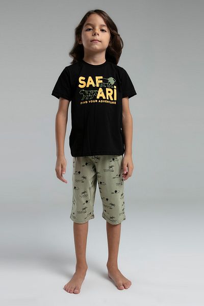 Rolypoly Boy's Safari Printed Short Sleeve Capri Pajama Set