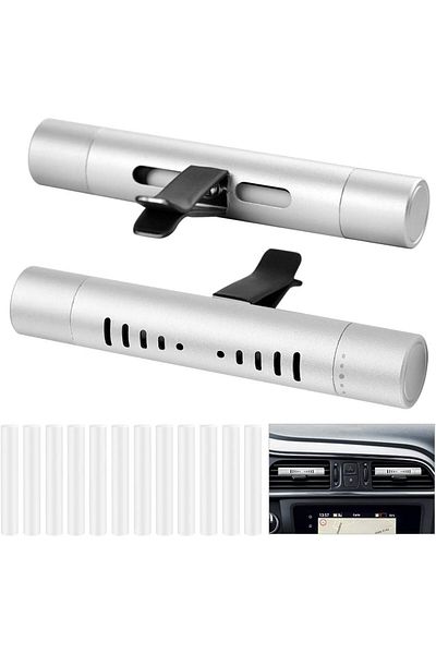 COOYA Car Air Scents Diffuser, Vehicle Air Vent Clip with 12 Refill Sticks Silver(2 packs)