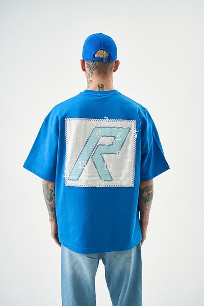 Respire Blue Men's Embroidered Oversize T-Shirt