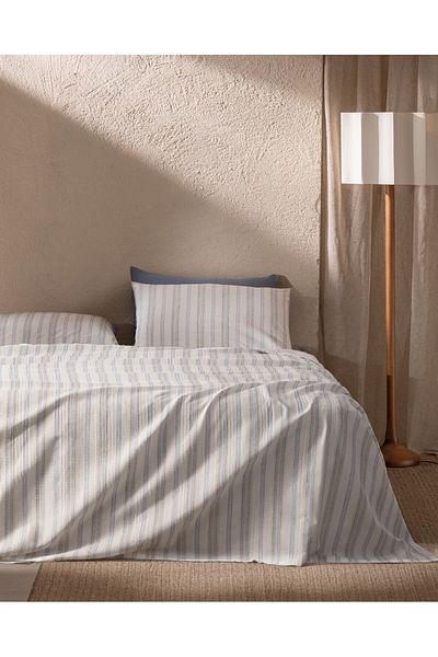 Madame Coco Avery Cotton Single Ecocell Bedrucktes Piqué-Set - Blau/Rosa