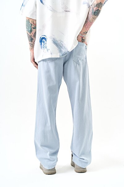 Respire Light Blue Male Part Paint Baggy Pants