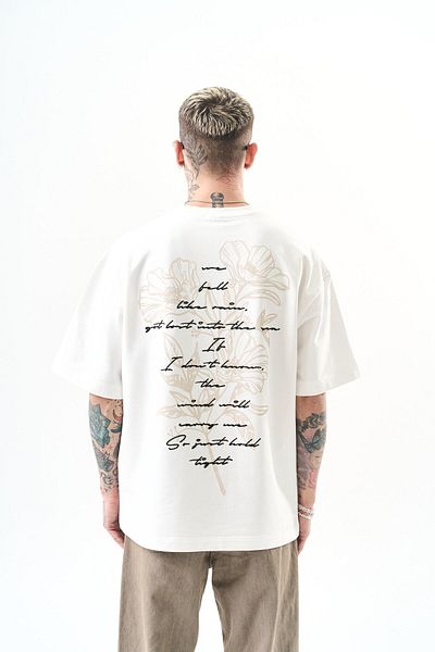 Respire Ανδρικό μπλουζάκι Just Hold Embroidered Oversize Ecru