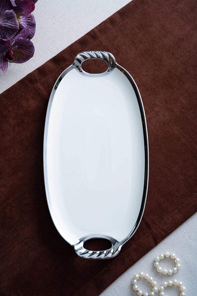 ACAR Arven Oval Silver Presentation Tray - 41 cm