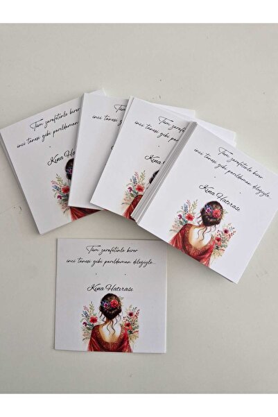 ETİKETİM Kına Hatırası Kırmızı Bindallı Temalı Küpe Kartı 8*8 cm - 30 ADET