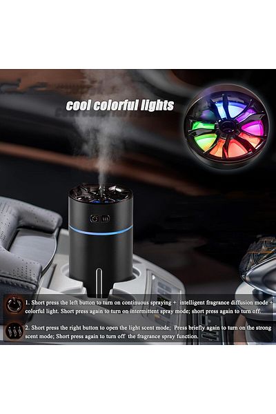 COOYA Car Diffuser, with Colorful Light, 300ml Battery Powered, 2 Mist Modes, for Office, Bedroom