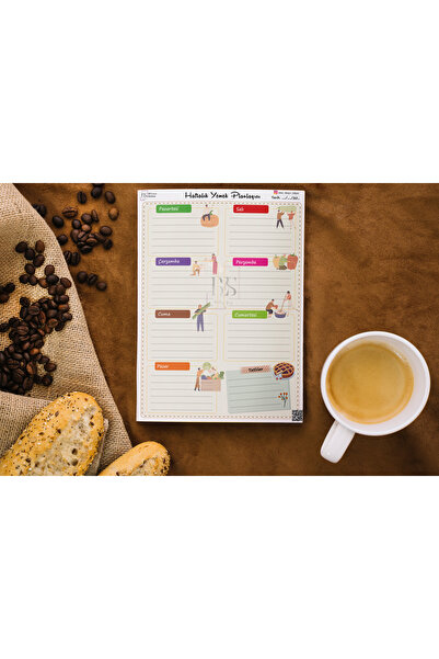besreklam Mıknatıslı - Haftalık yemek planlayıcısı- 16 hafta - A5 boyut, 16 y...