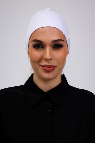Loggia White Seamless Combed Bonnet - Tie up for Fiction Dress