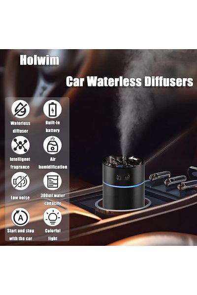 COOYA Car Diffuser, with Colorful Light, 300ml Battery Powered Humidifier, Auto Shut-Off, 2 Mist Modes