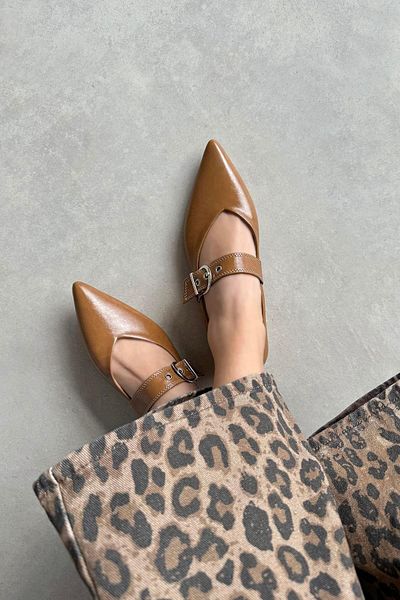 STRASWANS Dynamic Women's Belt - Wrinkled Leather Ballerinas Camel