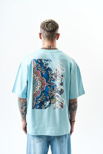 Respire Ανδρικό μπλουζάκι Destroy με στάμπα Oversize Baby Blue