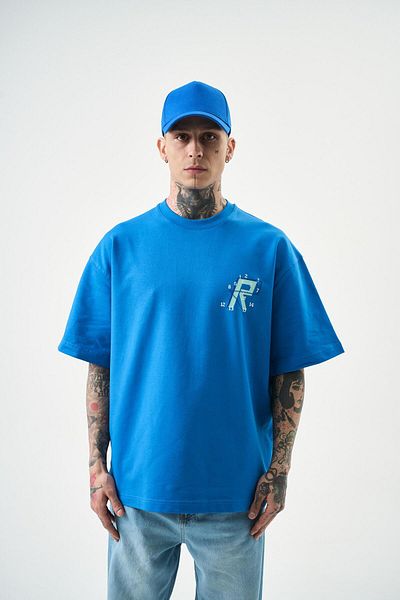 Respire Blue Men's Embroidered Oversize T-Shirt