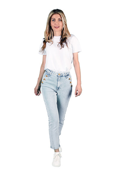 BALİNS Kadın Cebi Düğme Detaylı Kot Pantolon