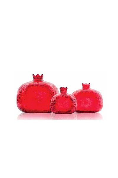 Bellona Set of 3 Pomegranate Figurines - Red