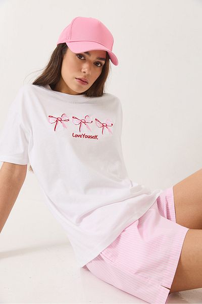 Bianco Lucci Γυναικείο T-Shirt με κοντό μανίκι με λαιμόκοψη 60602023