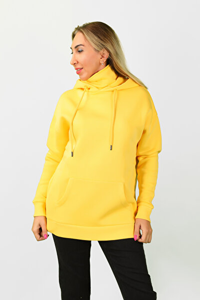 BALİNS Kadın Kapüşonlu 3 İplik Sweatshirt Sarı