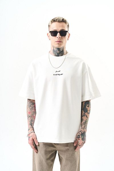 Respire Ανδρικό μπλουζάκι Just Hold Embroidered Oversize Ecru