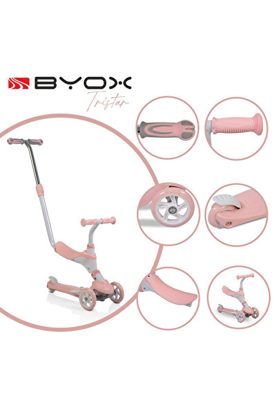 OEM Trotineta Transformabila pentru copii 3 in 1, Byox Tristar Roz, Varsta Re...