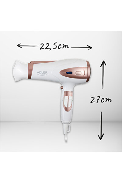 adler Uscător de păr AD2248w, alb, difuzor, 2200W, ionizare, 2 viteze, 3 setări de temperatură