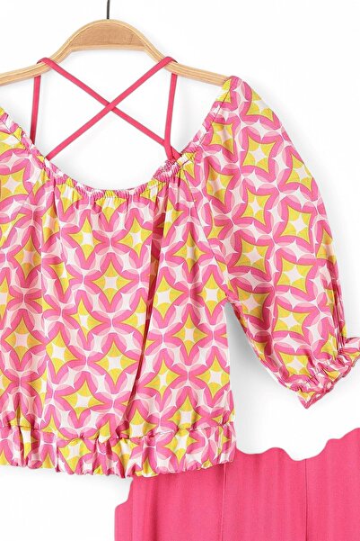 voyyo kids baby 6-7-8-9-10 Years Old Summer Girl's Suit with Loose Legs Ethnic Dezen Blouse