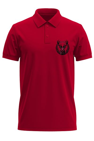 remonz Tricou pentru bărbați, slim fit, slim fit, din bumbac, cu textura moale, țesătură respirabilă, cu imprimeu de cerb, cu gât polo