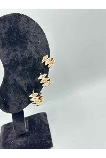 MyladyAccessoriess Beyaz Mineli Çelik Halka Set Küpe Gümüş