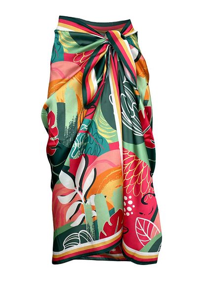 Bolder Stella Pink&Green Flower Long Pareo (Not Shows through) 100*145