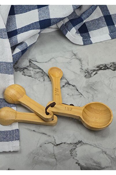 HomeTarz Bamboo Measuring Spoon Set - Natural 4-Piece Spice Spoon Set - 4 Pieces