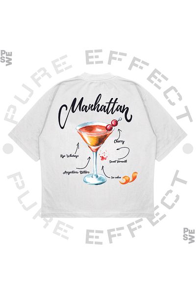 TRAGEDY Unisex Oversize Manhattan Cocktail Printed Boxy Fit Μπλουζάκι από χοντρό ύφασμα