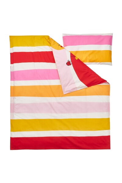 IKEA GRÖNFINK Duvet cover 1 pillowcase for cot, multicolour/striped