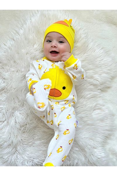 BEBELERCEEE BEBEKSİ ŞEYLER Chick jumpsuit with hat
