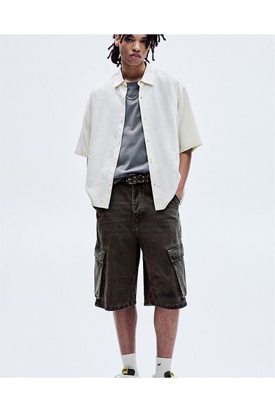 Pull & Bear Denim skater cargo Bermuda shorts