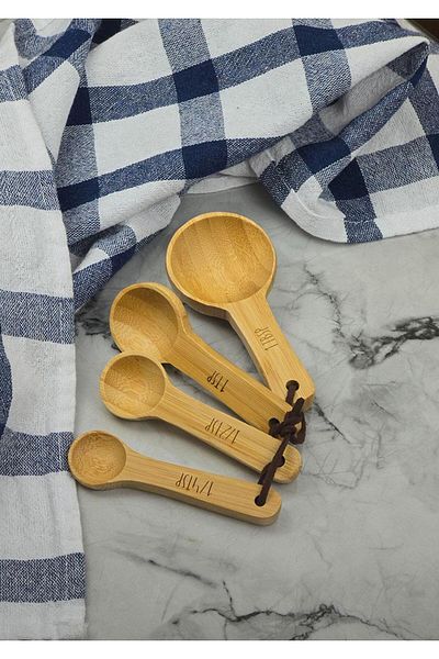 HomeTarz Bamboo Measuring Spoon Set - Natural 4-Piece Spice Spoon Set - 4 Pieces
