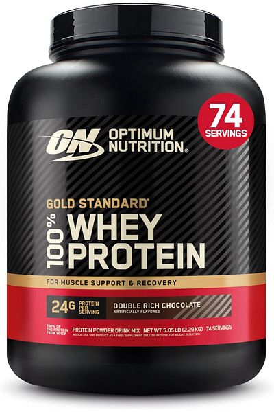 Optimum Nutrition (ON) Gold Standard 100% Whey Protein Powder - Double Rich Chocolate, 5 Lbs