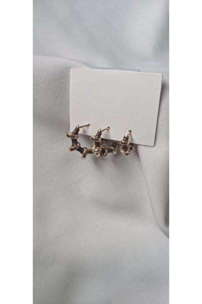 ARİ TAKI Gold-Black Hoop Set of 3 Steel Earrings
