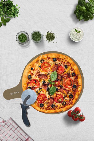 Decorita Pizza Presentation Glass with Handle and Cut Channel |   Bronze Glass |   36cm X 47cm