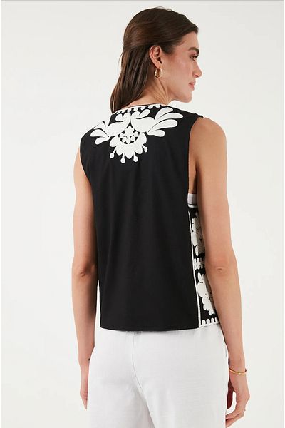 TUSSE Ethnic Floral Embroidered 100% Cotton Regular Fit Vest