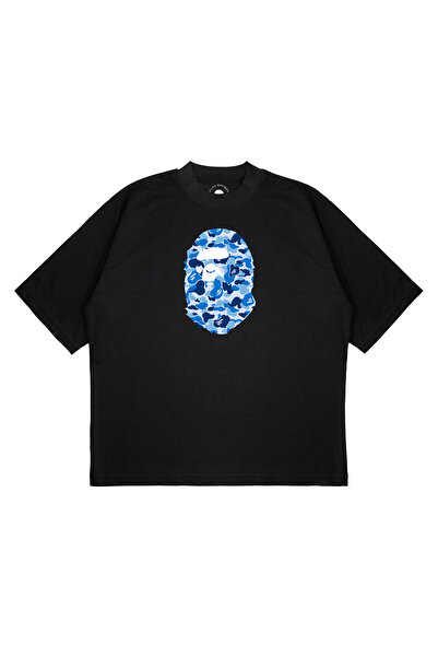 TRAGEDY Unisex Oversize Bathıng Mavı Kamuflaj Baskılı Boxy Fit Kalın Kumaşlı ...